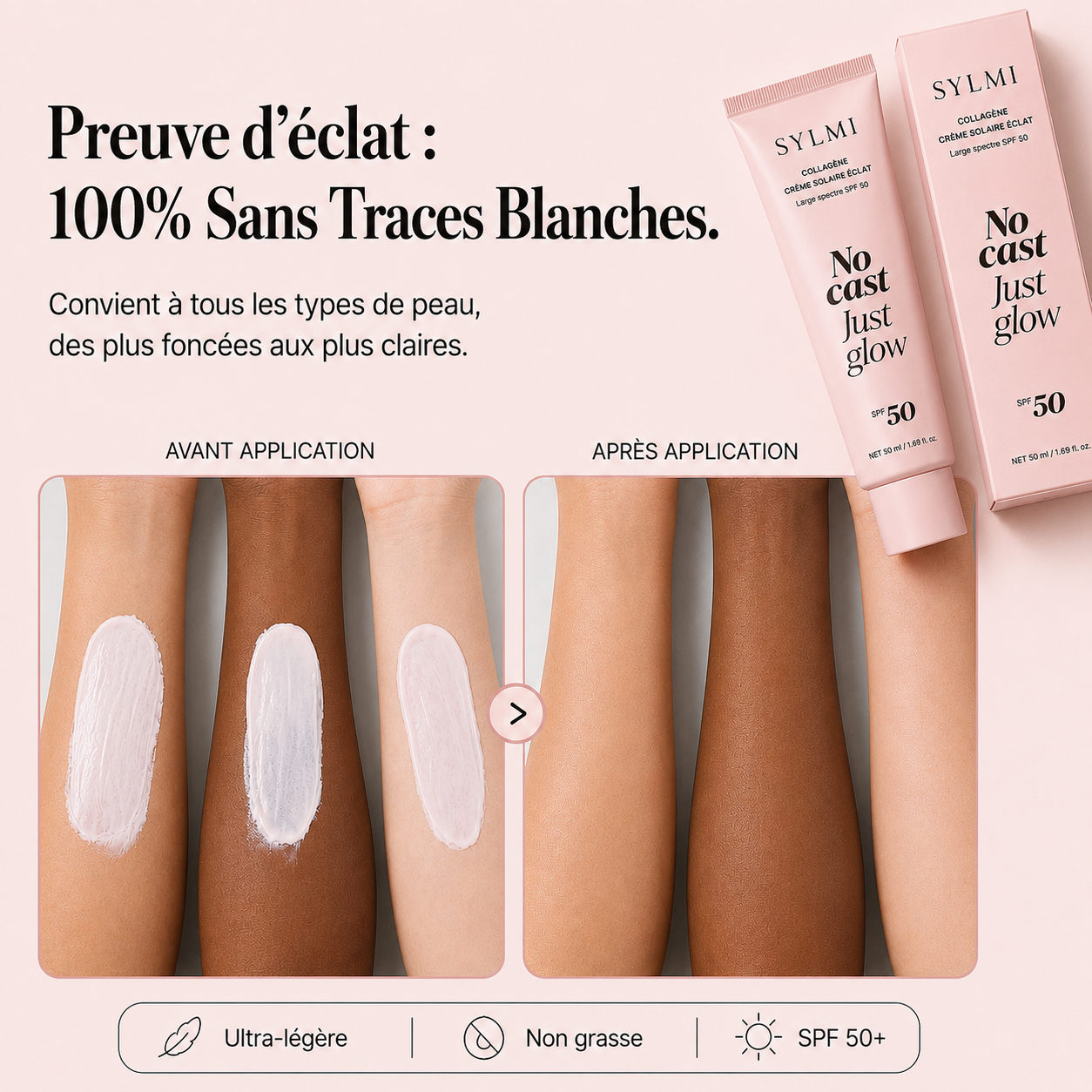 Crème Solaire Collagen Glow — Protection Large Spectre SPF 50
